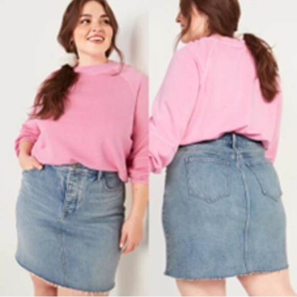 Old Navy Dresses & Skirts - NEW Old Navy Denim Mini Skirt High Rise Secret Slimming Pockets Plus Size 28